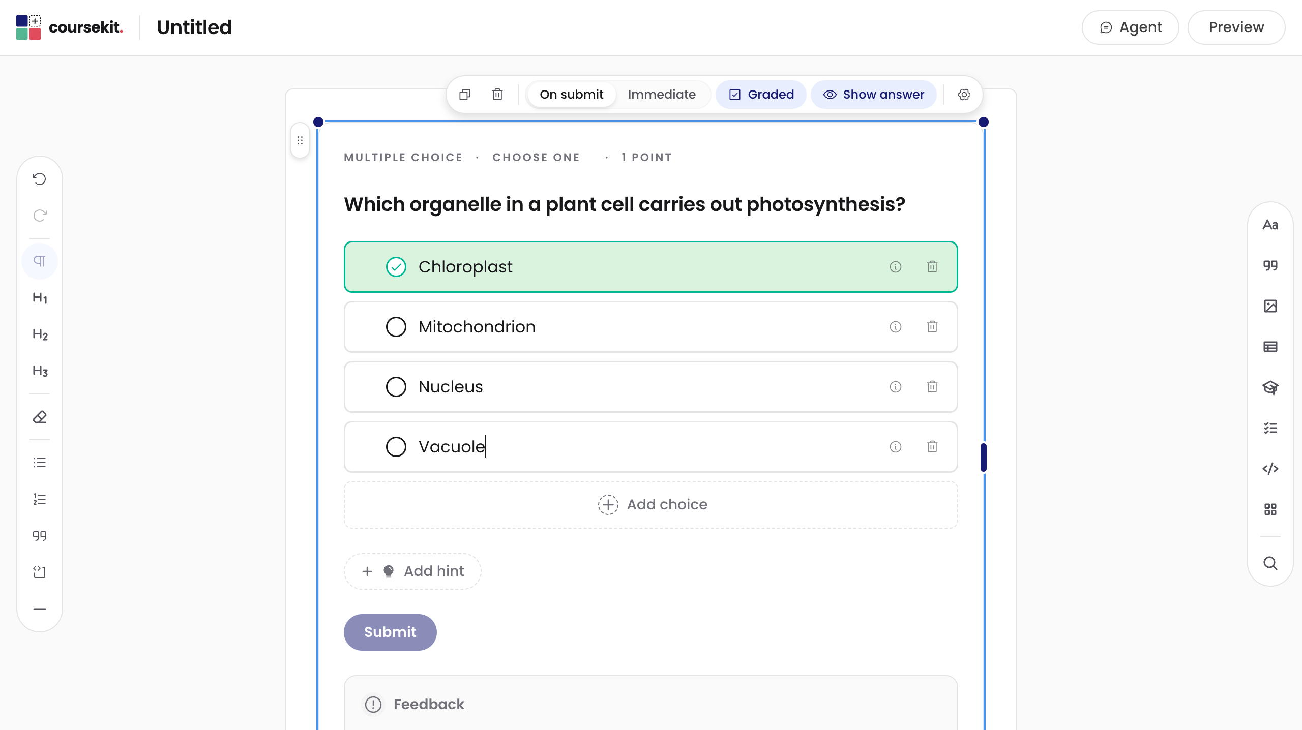 A multiple-choice question with the correct answer marked